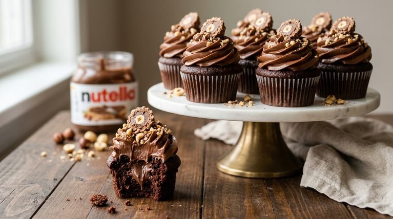Nutella Chocolate Cupcakes: Filled, Frosted, and Impossibly Moist
