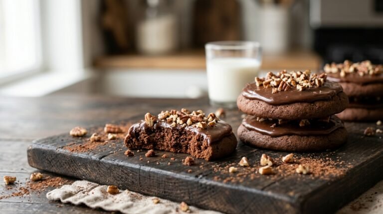 Texas Sheet Cake Cookies: Soft, Fudgy Chocolate Cookies with Warm Pecan Frosting